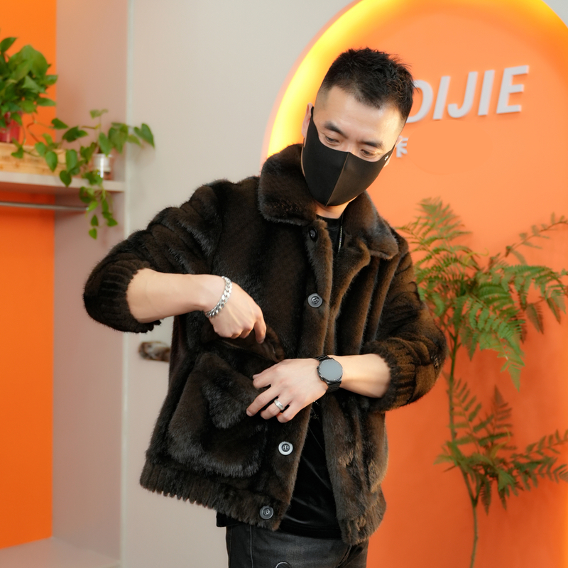 男士时尚休闲冬季双面穿夹克 轻奢翻领男款长袖保暖潮流秋冬外套