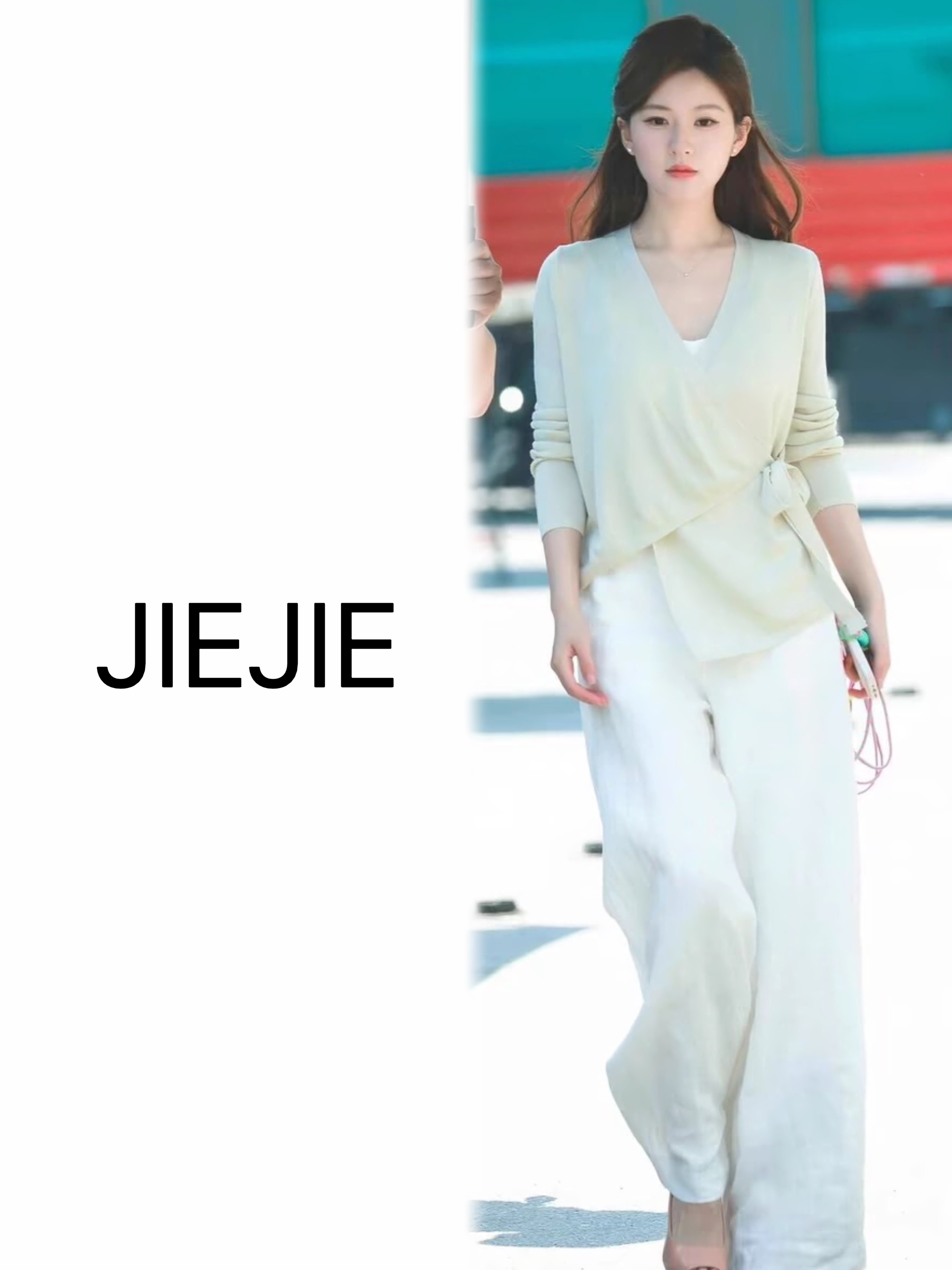 JIEJIE-【露丝同款】法国雨露麻简约老钱风阔腿裤