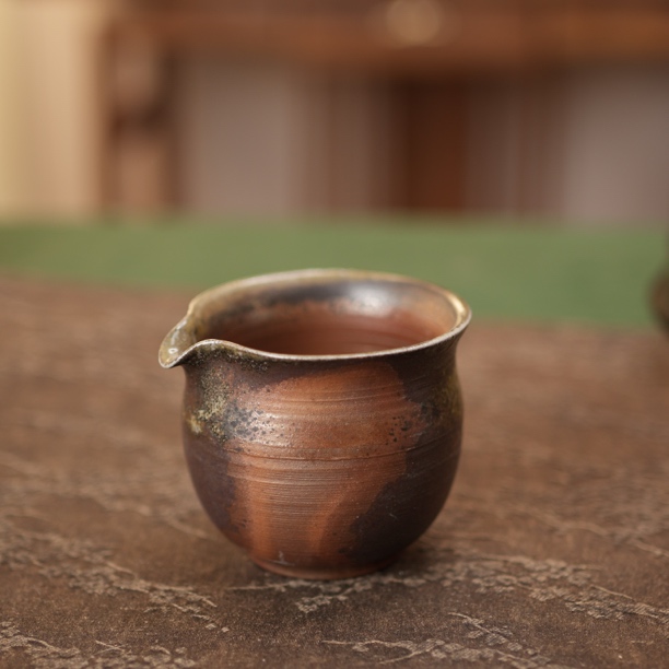 当代 纯手工柴烧陶瓷粗陶公道杯复古风全手工家用公杯茶具分茶