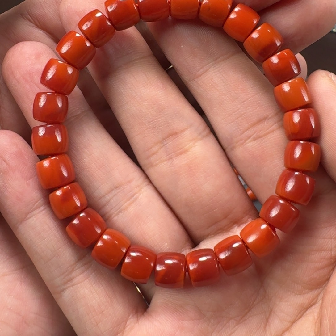 南红玛瑙双色直切手串8mm未镶嵌