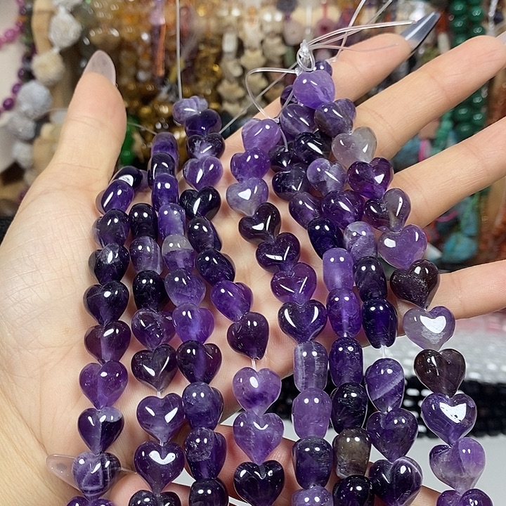 玛瑙/玉髓未镶嵌珠宝半成品天然紫水晶屁桃卡12mm15颗