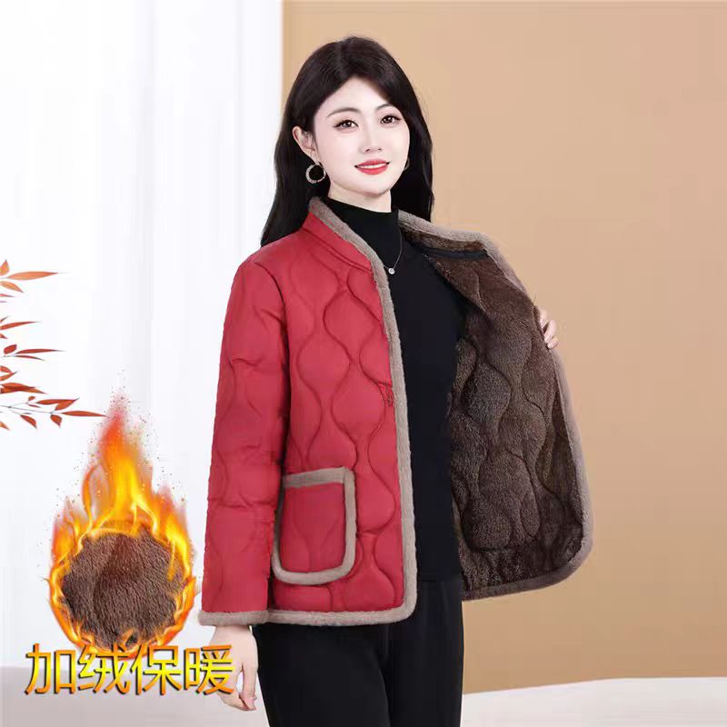 11860-冬季棉衣加绒加厚新款妈妈休闲保暖棉服外套洋气棉袄【梦颖】