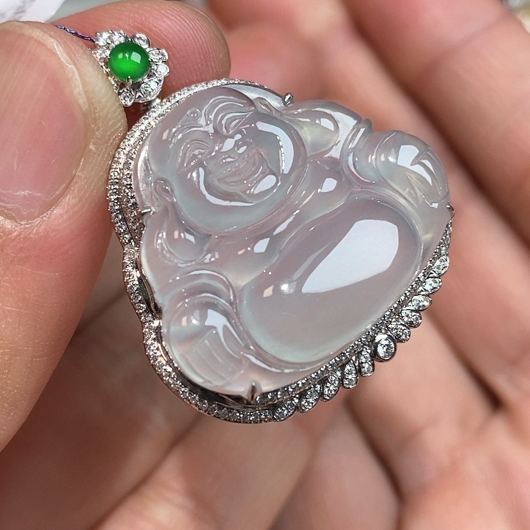 翡翠颈饰18K金镶嵌佛公