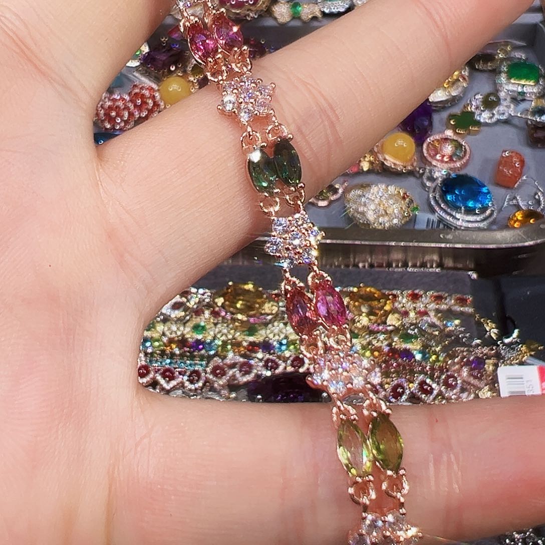 银S925镶嵌手链碧玺