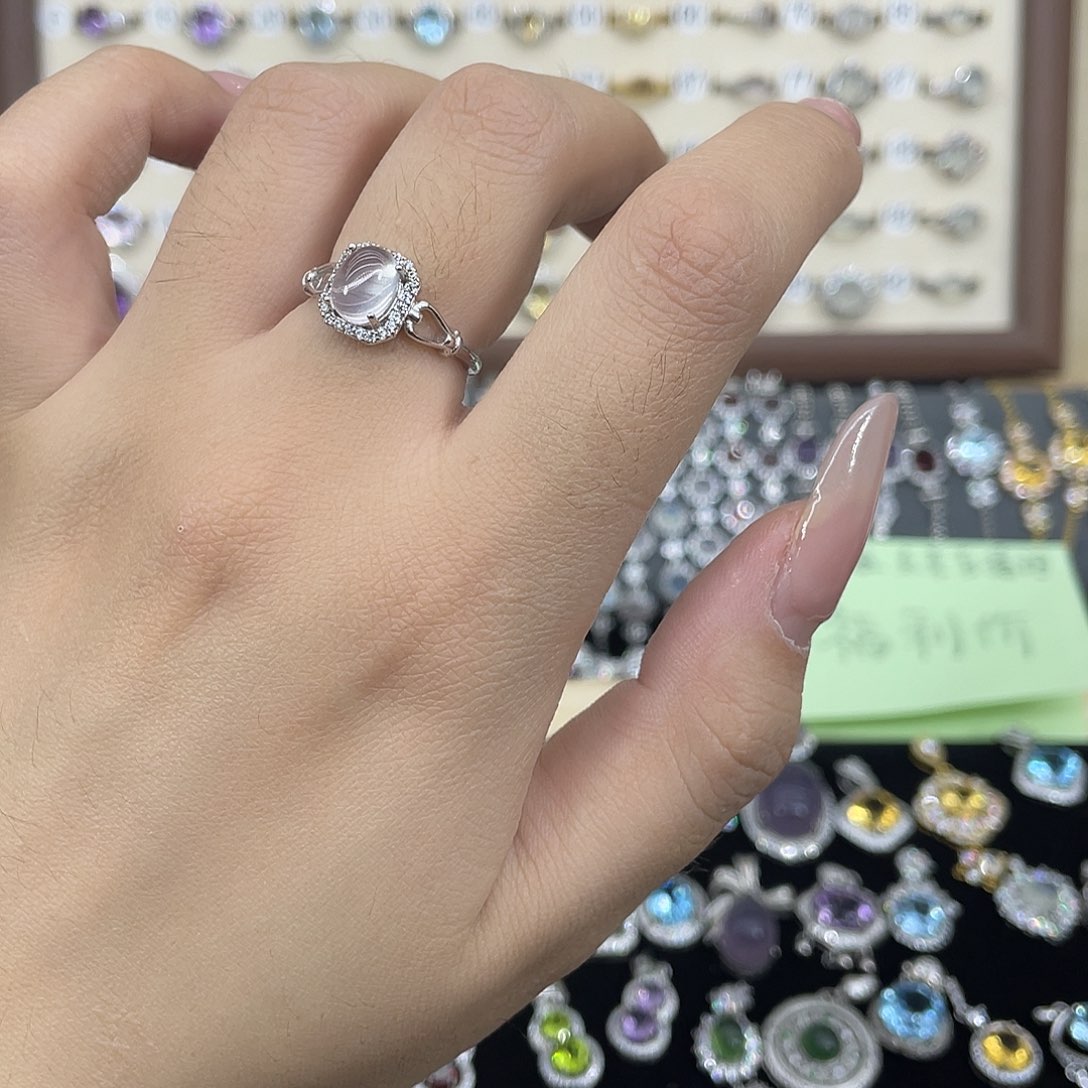 戒指银S925镶嵌芙蓉石