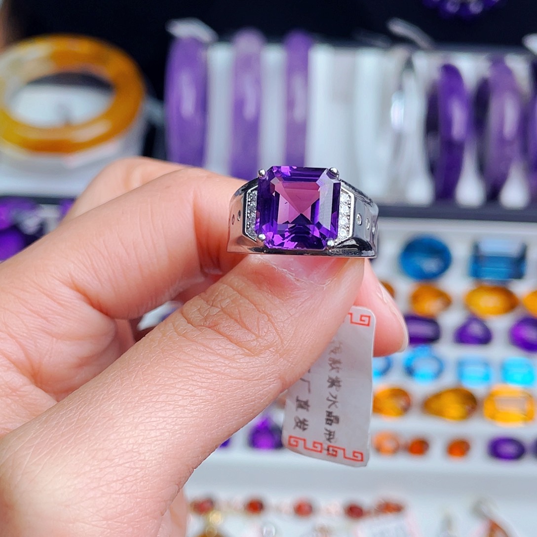 银S925镶嵌戒指紫晶天然保真