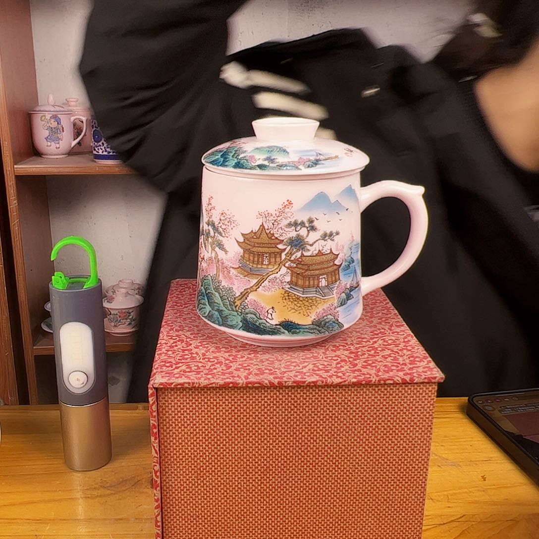 摆件瓷景德镇红xixi江山杯