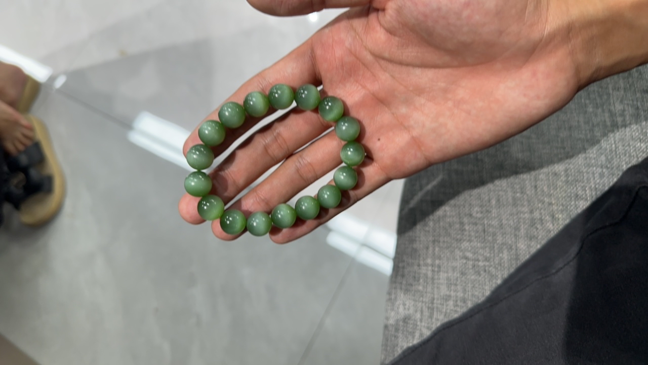 和田玉碧玉猫眼手串