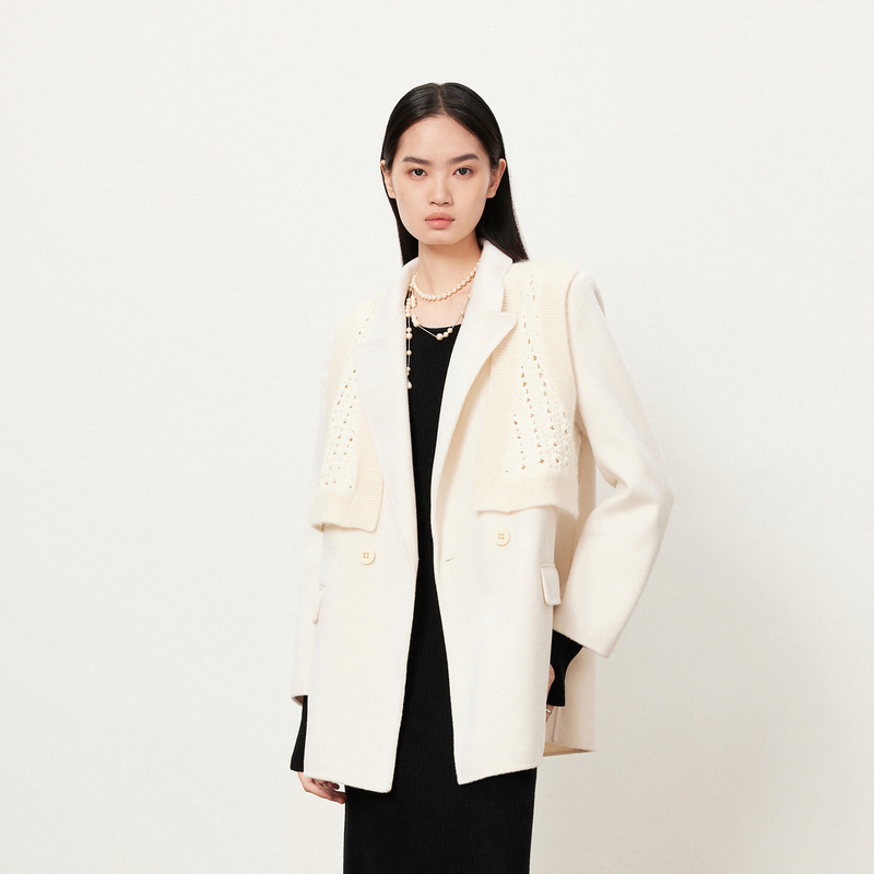 【商场同款】HPLY荷比俪冬季新款可脱卸毛织大衣HMD42500101