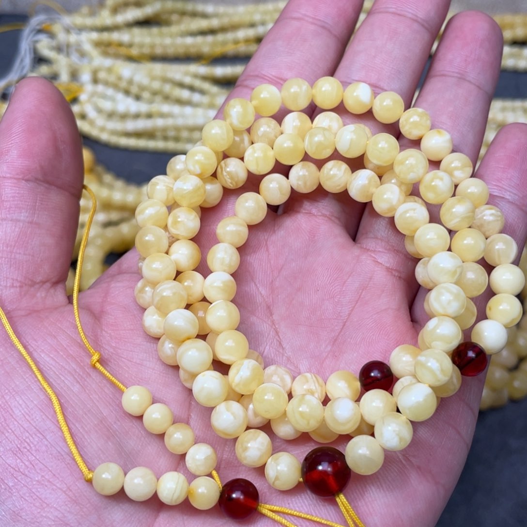 蜜蜡裸石未镶嵌蜜蜡佛珠6.8mm