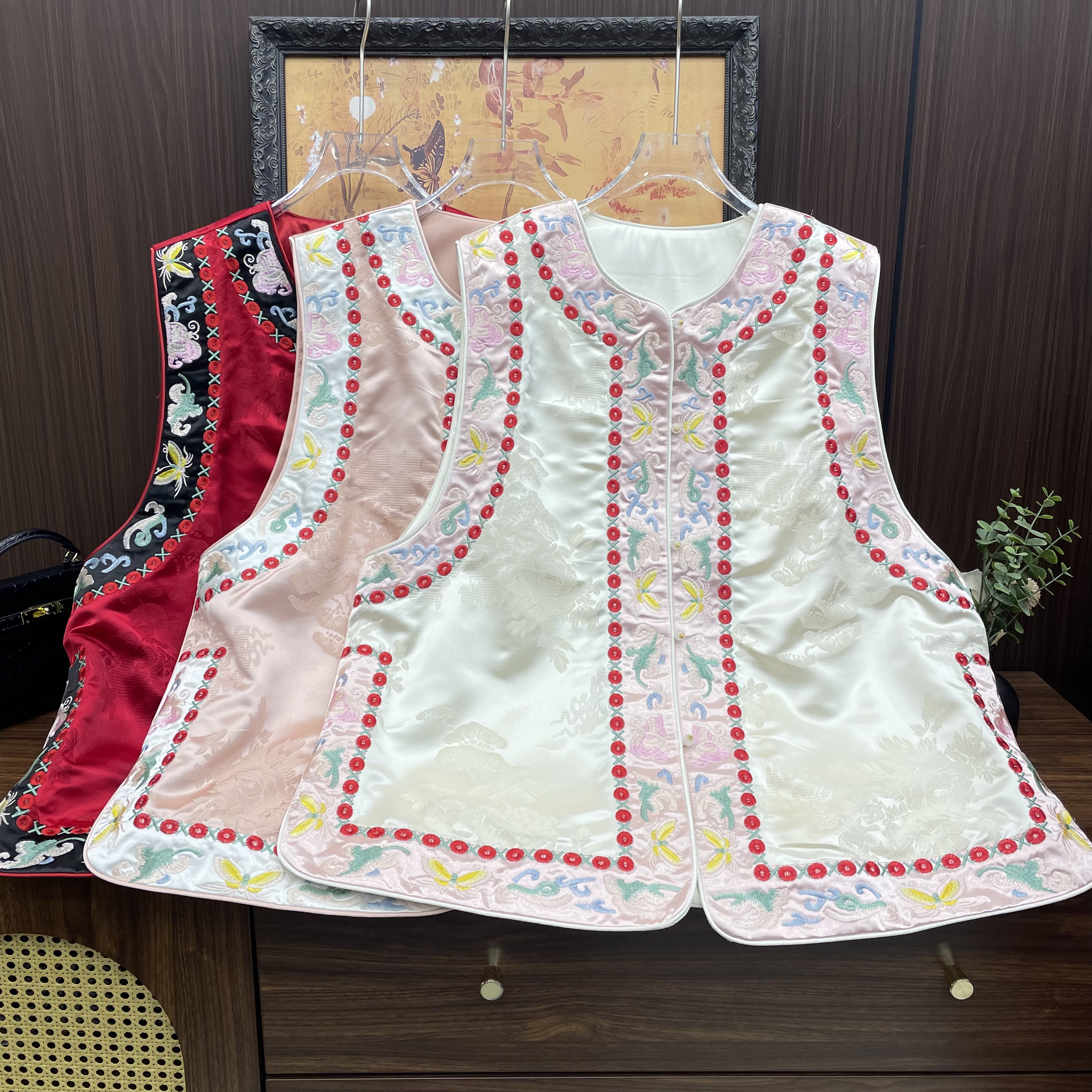 中国风上衣马夹提花圆领刺绣民族风大码女装2025冬季新款