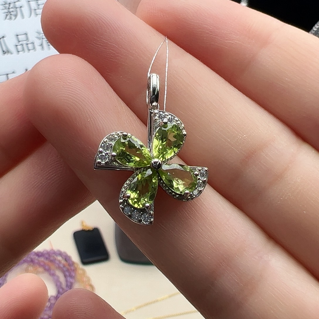 颈饰橄榄石银S925镶嵌