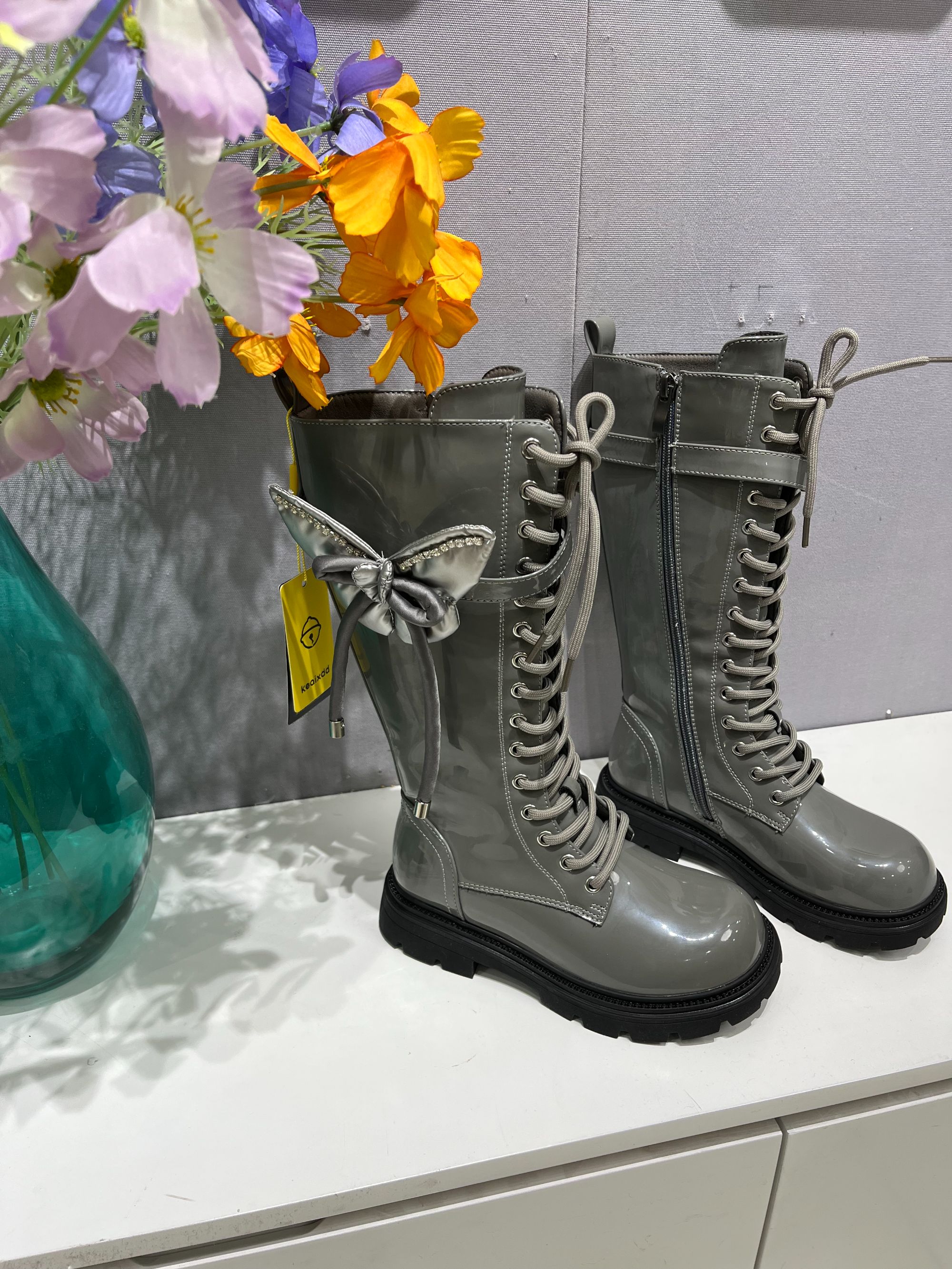 【新疆包邮】68091  时尚长靴薄棉 女童乌市发货厚底冬季