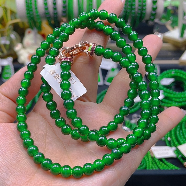 翡翠颈饰未镶嵌圆珠项链6