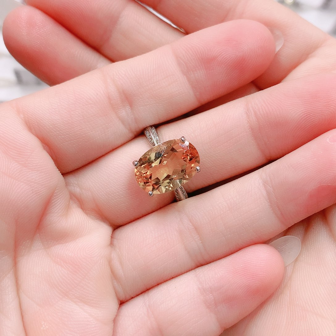 水晶戒指银S925镶嵌戒指