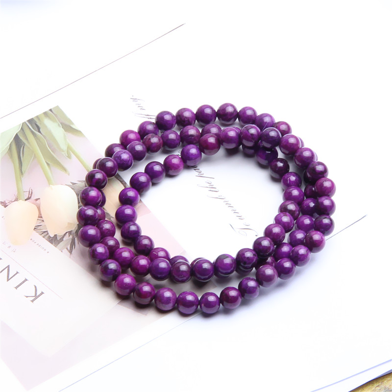 老料皇家紫6.8MM圆珠三圈手链 K0482