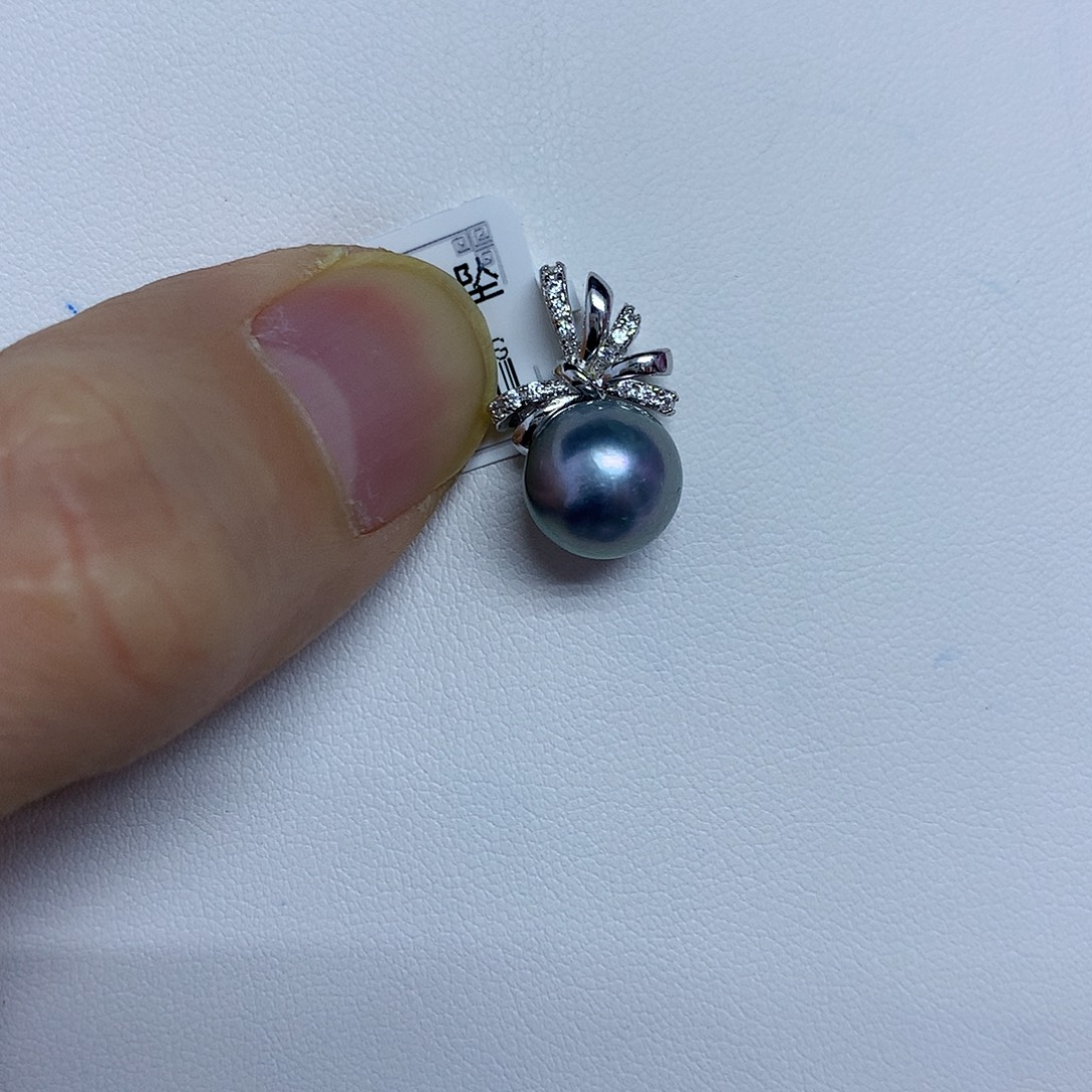 吊坠(不含链)海水珍珠银S925镶嵌9-10