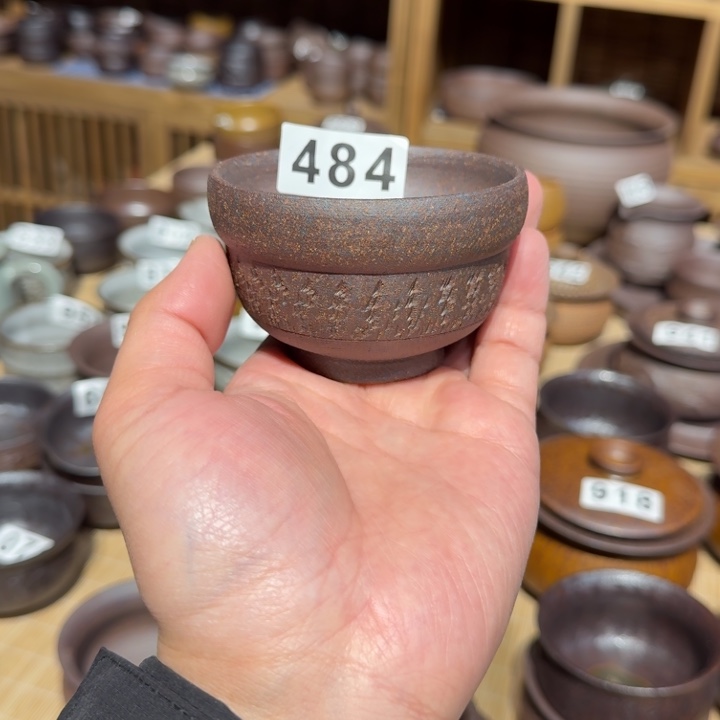杯粗瓷茶具素胎无釉盖碗