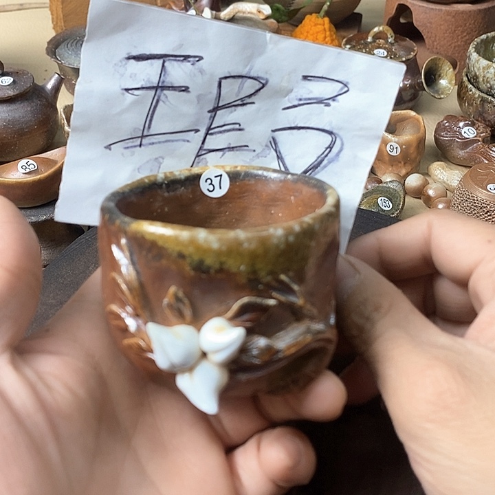杯手工粗陶、柴烧茶器
