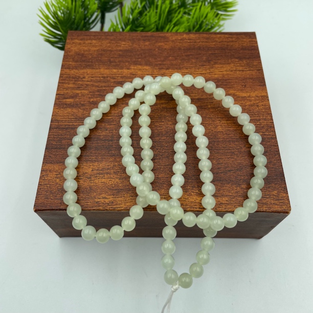 和田玉天然精品6mm青白色圆珠男女挂链项链锁骨链6-22多样性发一