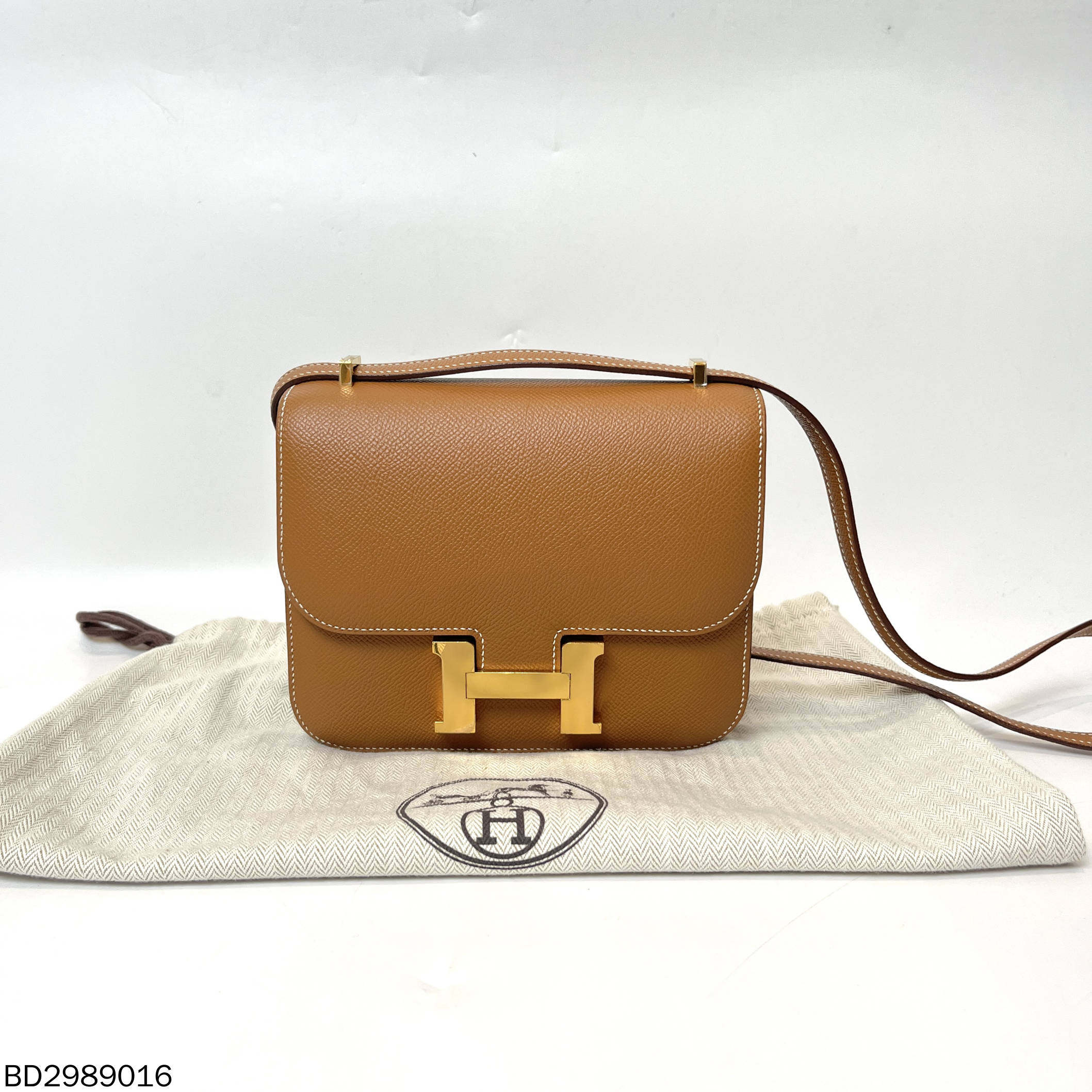 99新 Hermes/爱马仕 冰川蓝康康19/X刻/单肩包/BD2989016