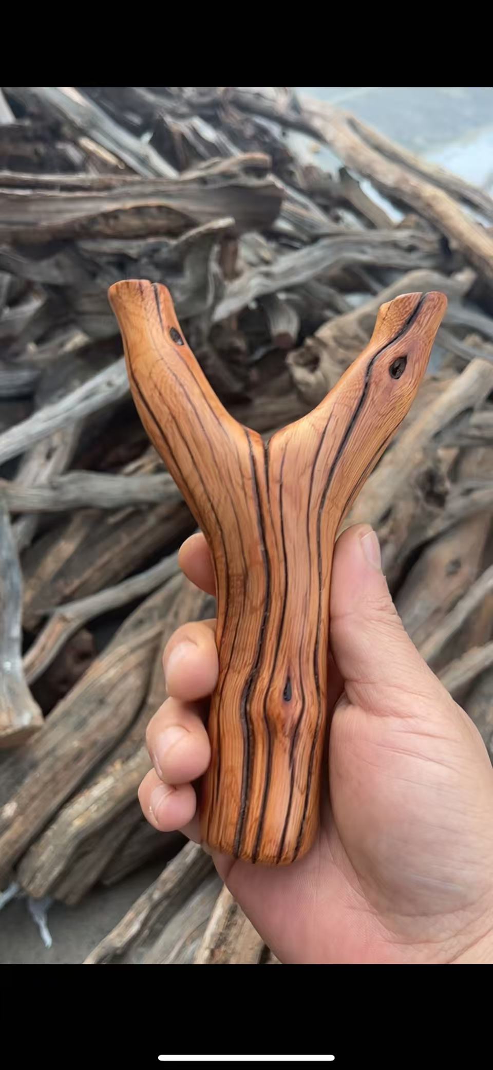 沉化火琉璃弹弓毛料纹理带眼盘玩棍 拐杖 登山杖 毛料 火琉璃摆件