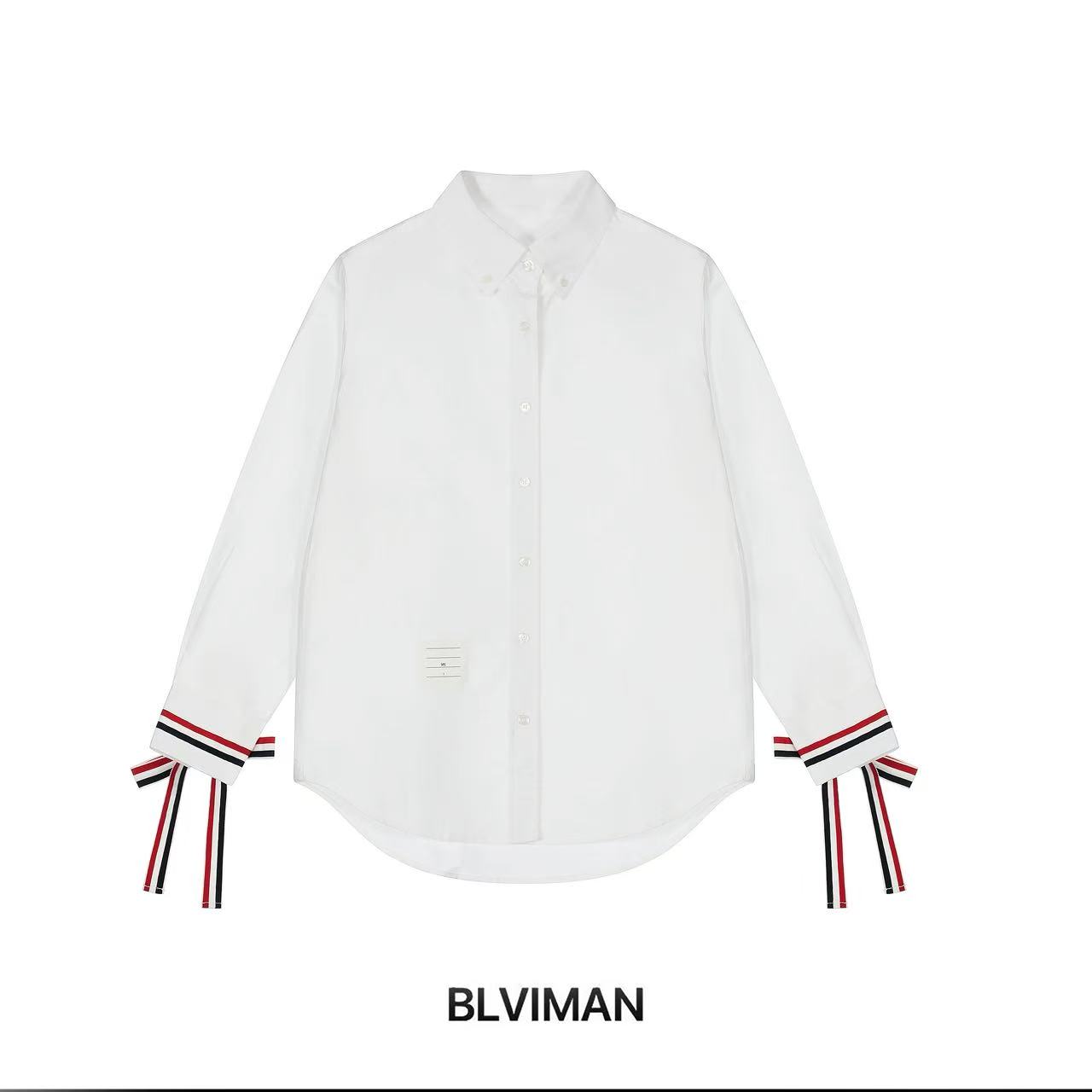 纯色垂直织带开衫蝴蝶结衬衫长袖