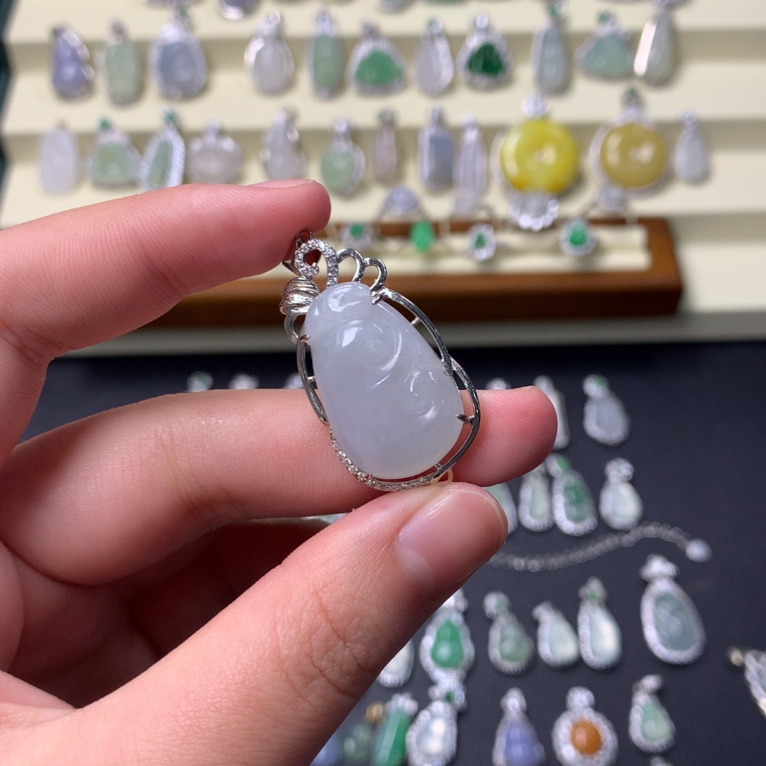 f***y翡翠银S925镶嵌颈饰