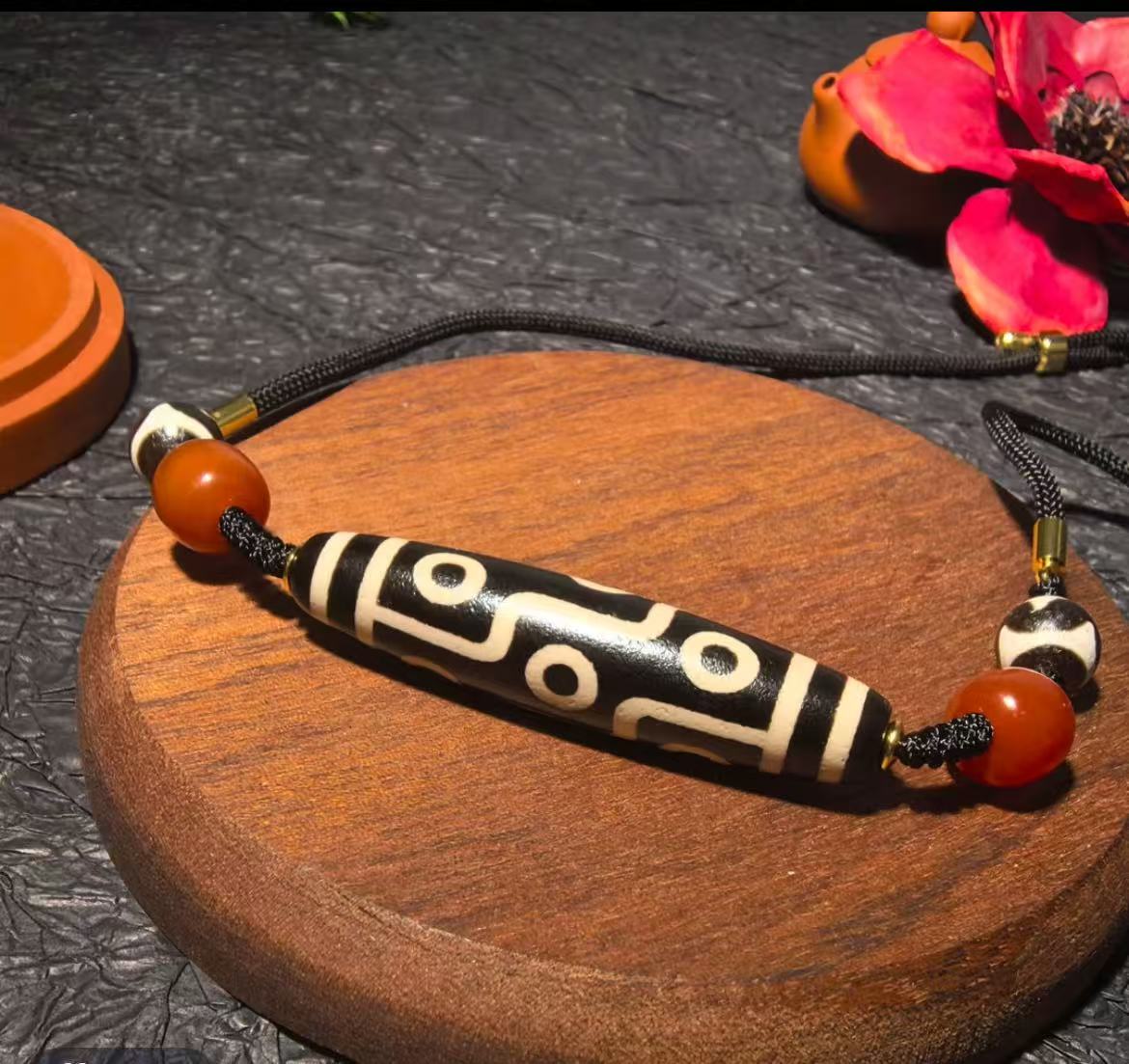 三眼珠珠尺寸38*13mm吊坠锁骨桶珠项链男女款