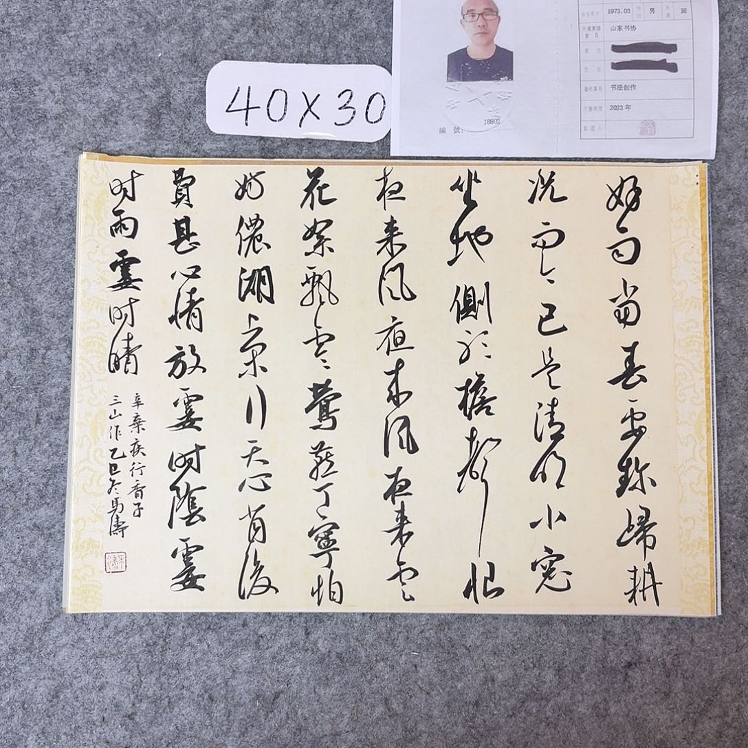 书法中书马涛40×30卡纸