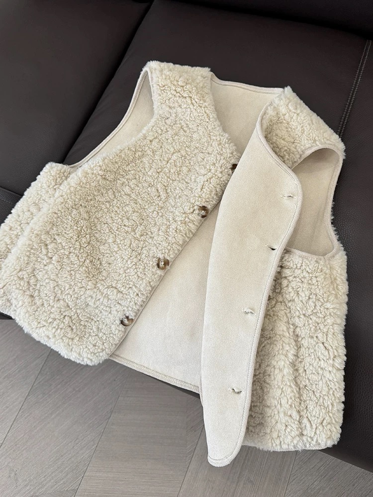 【毛毛马甲】韩系通勤羔羔毛氛围感百搭保暖气质马夹背心女
