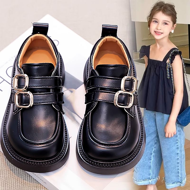 361断码女童黑色小皮鞋春季2025新款儿童时尚软底乐福鞋女孩英伦