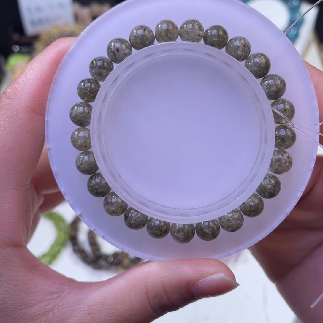 未镶嵌手链水晶抹茶绿幽灵7mm