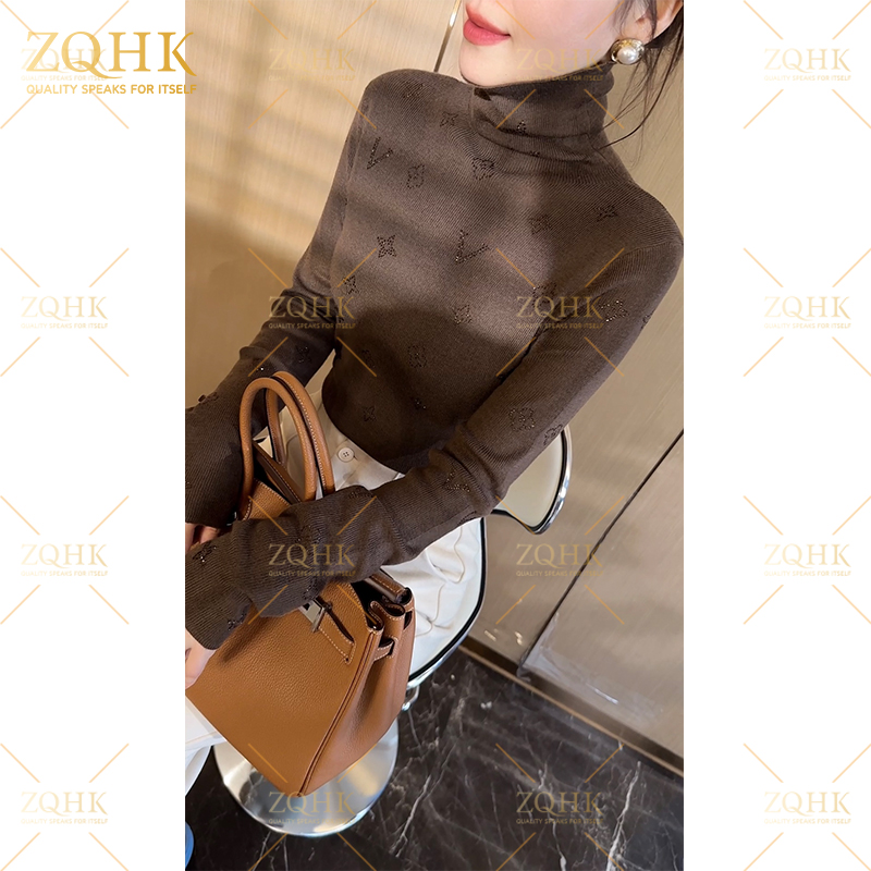 【ZQHK】子琪品牌2025秋冬气质百搭时尚修身花型烫钻羊毛衫