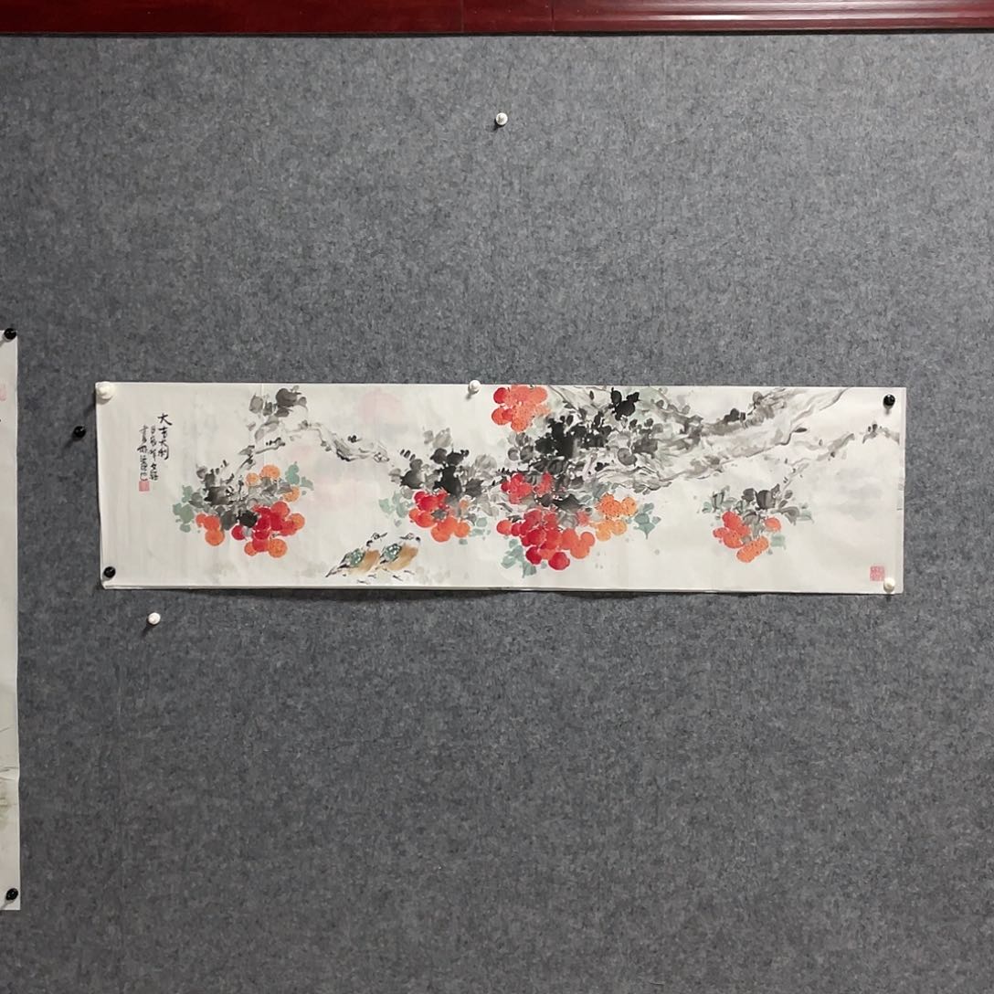 国画四尺对开画芯 荔枝 漏