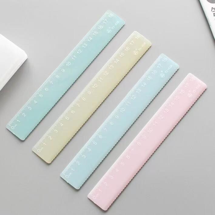 艺素蓝色直尺亚克力加厚20cm学生直尺测量工具