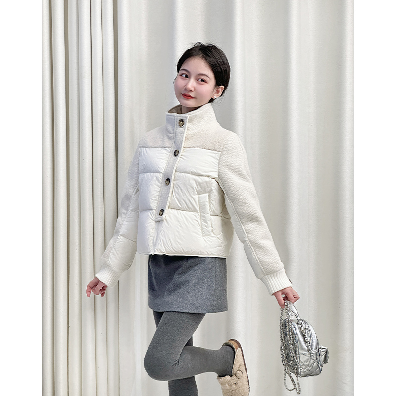 【邂逅冬日】小娜椒小个子冬季新款时尚立领拼接短款羽绒服外套女