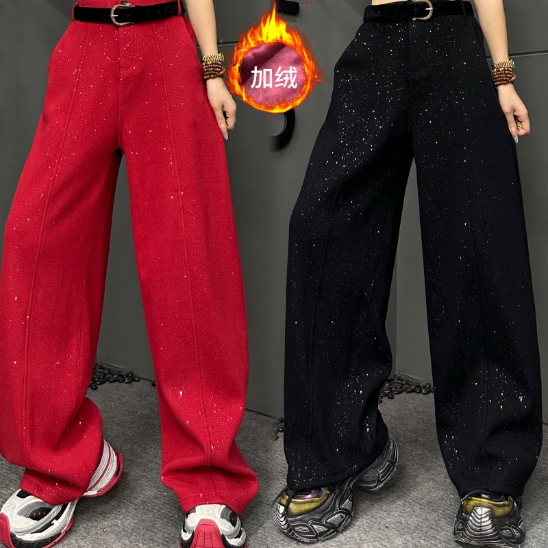 【亿火】冬季加绒INS风显瘦阔腿裤运动宽松时尚休闲裤-G20-250131
