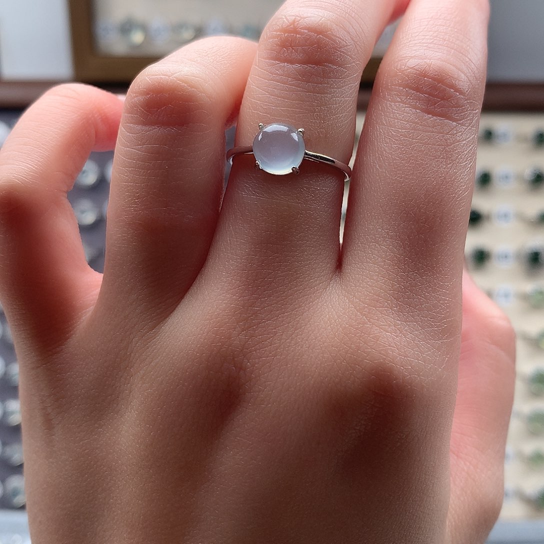 哎***呀蛇纹石玉银S925镶嵌戒指