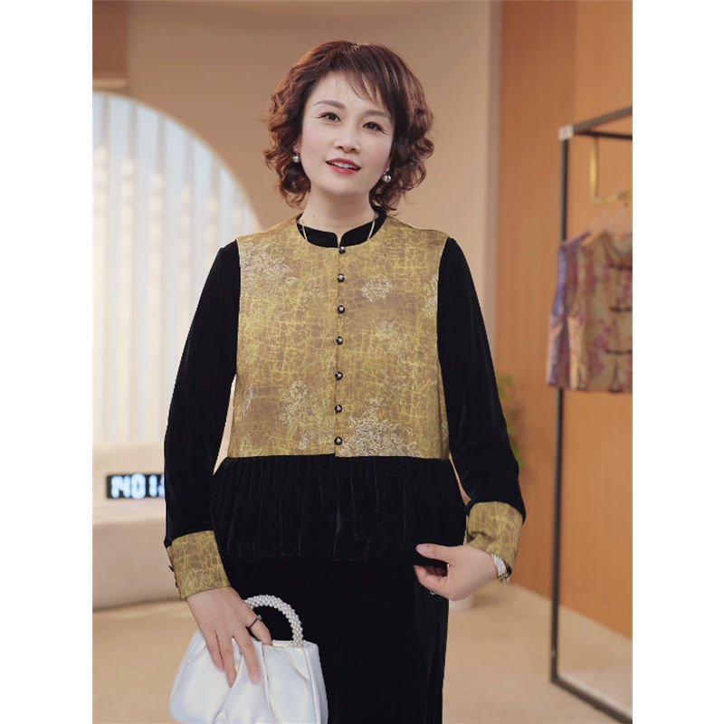 妈妈装秋装国风马甲三件套气质减龄中老年秋季新中式上衣套装8429