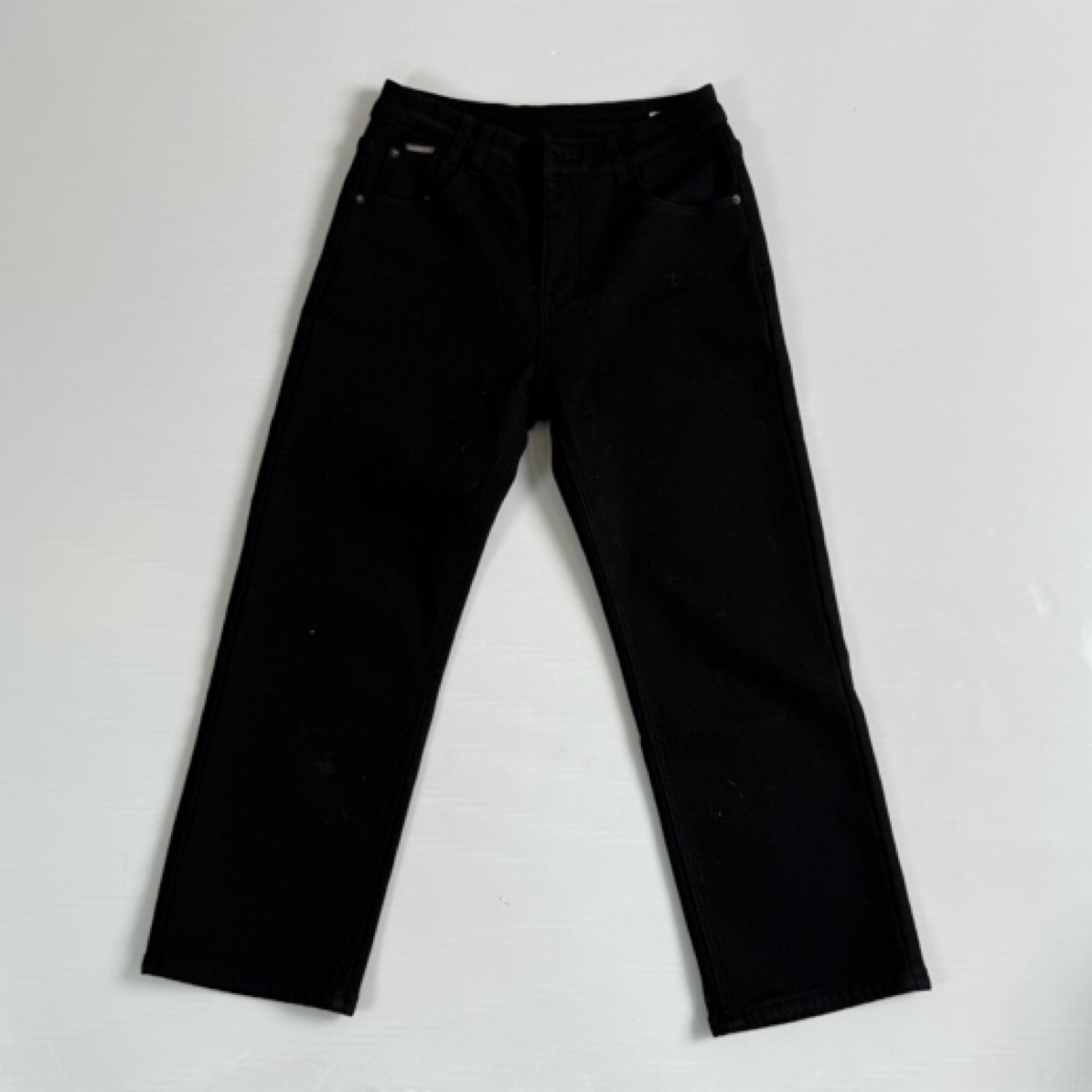 88127秋季韩系窄版薄绒直筒牛仔裤高腰弹力显瘦百搭