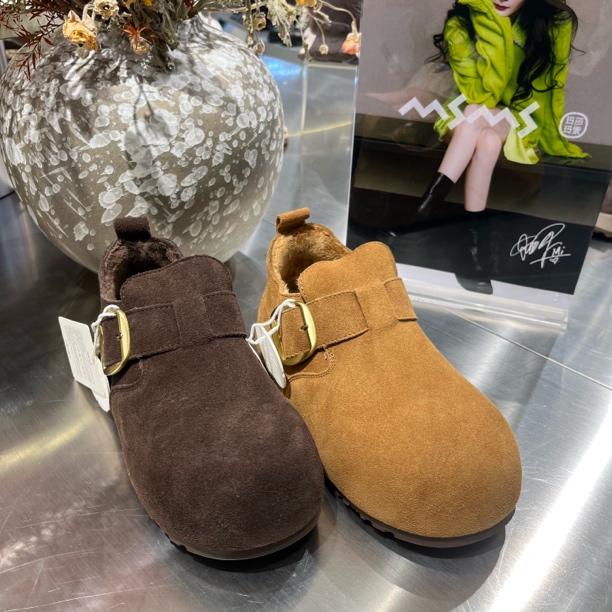 5267玛莎玛索绒里女鞋2025冬季新款时尚百搭厚底勃肯休闲鞋