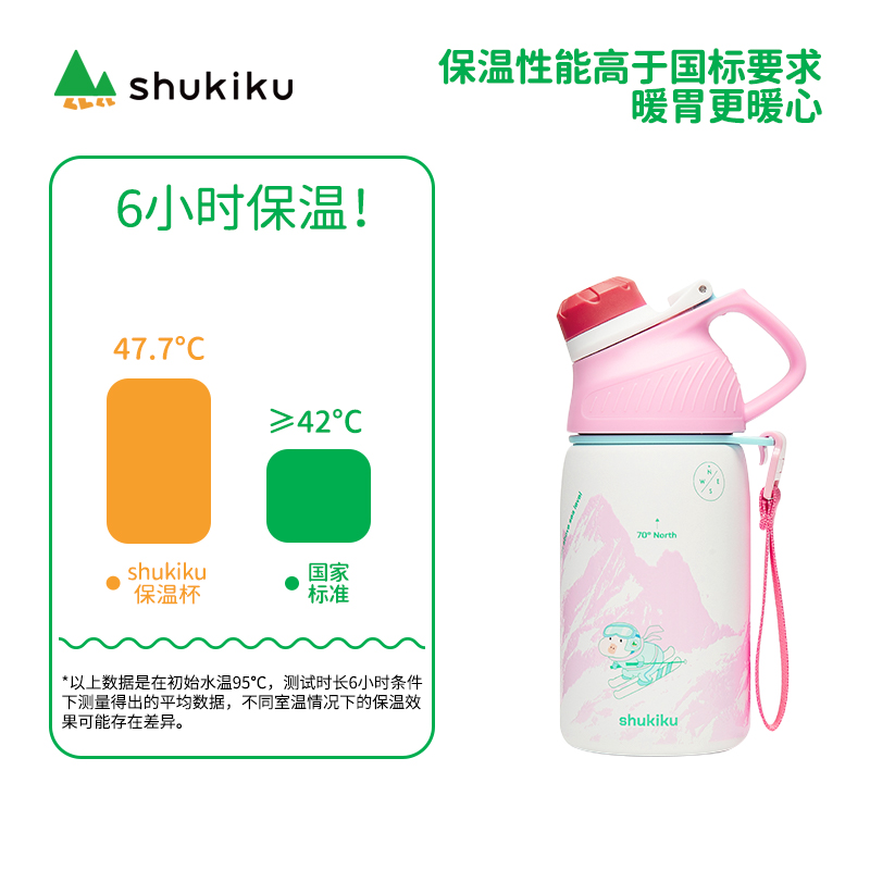 SHUKIKU儿童保温杯女2024年新款316L不锈钢大容量男学生上学专用