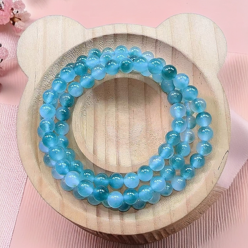 【蓝飘花三圈6M】时尚百搭男女同款手串（B480）