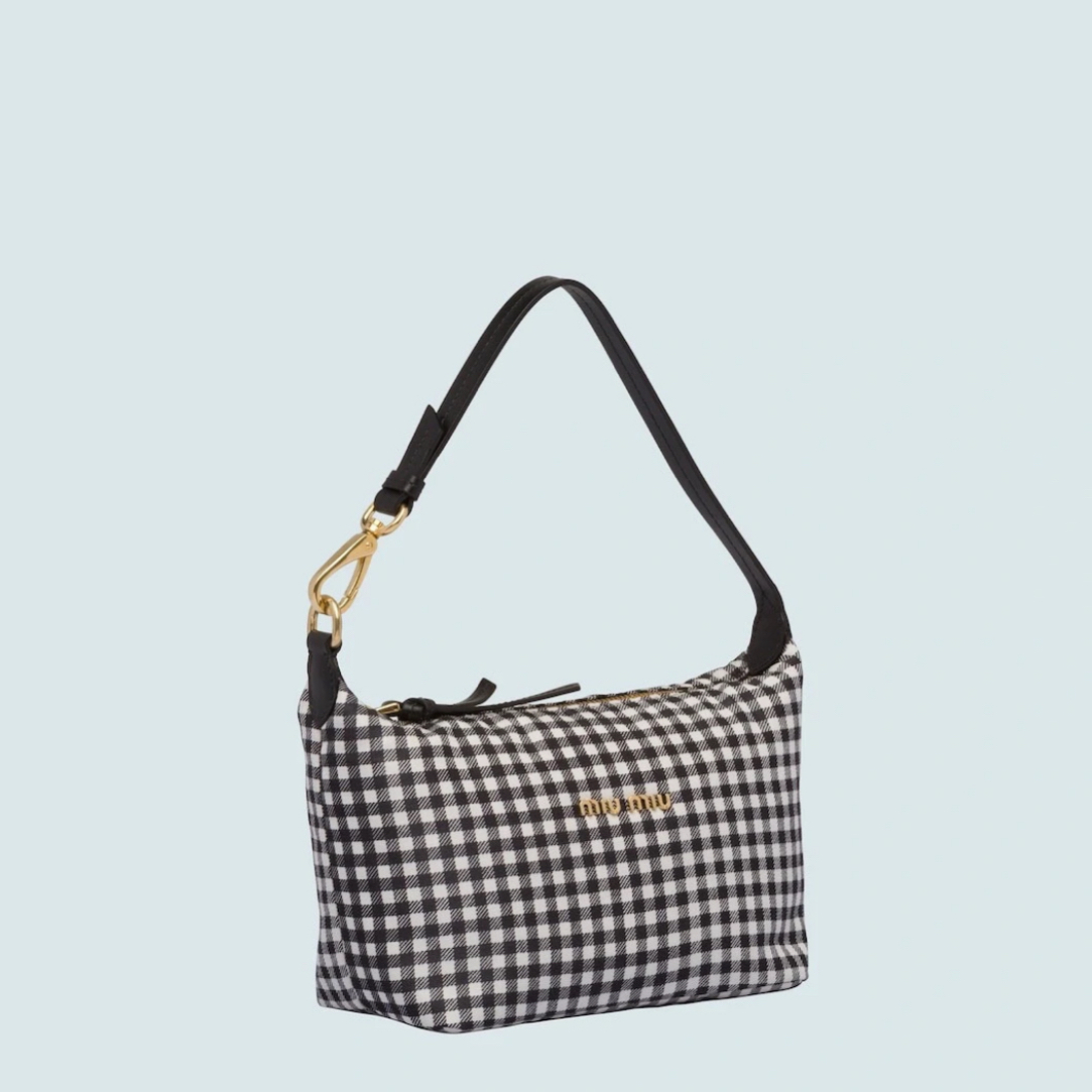 95新 MIU MIU/缪缪 阿白奢品/缪缪 格纹饭盒单肩包