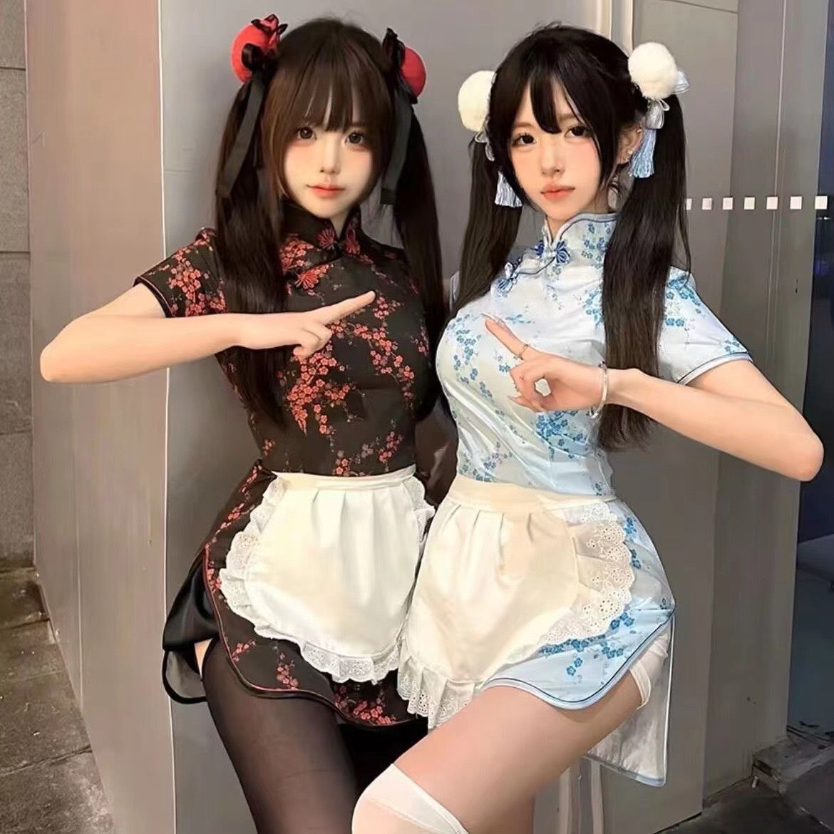 【落日小厨娘】蕾丝制服显瘦短款性感夏季复古包臀印花包臀中国风