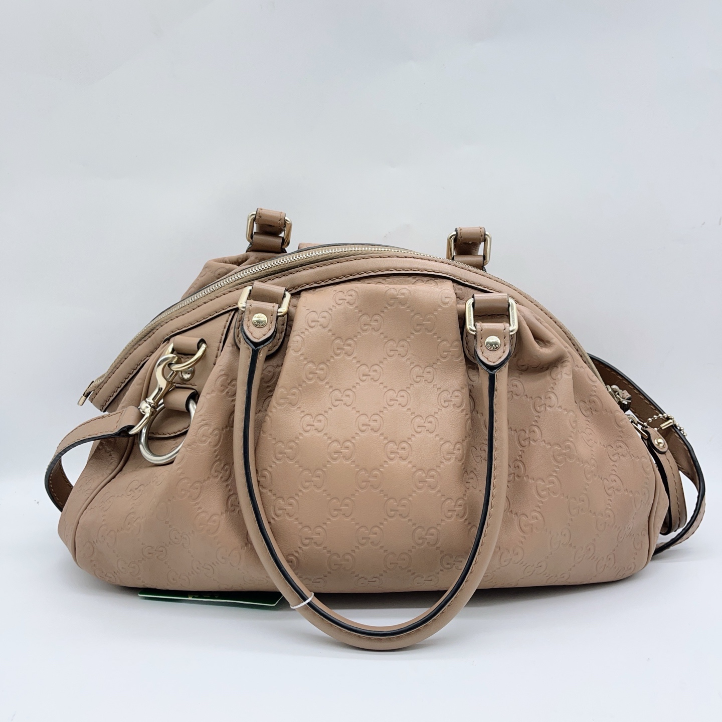 95新 GUCCI/古驰 奶茶色手提斜挎包 1473 0062  