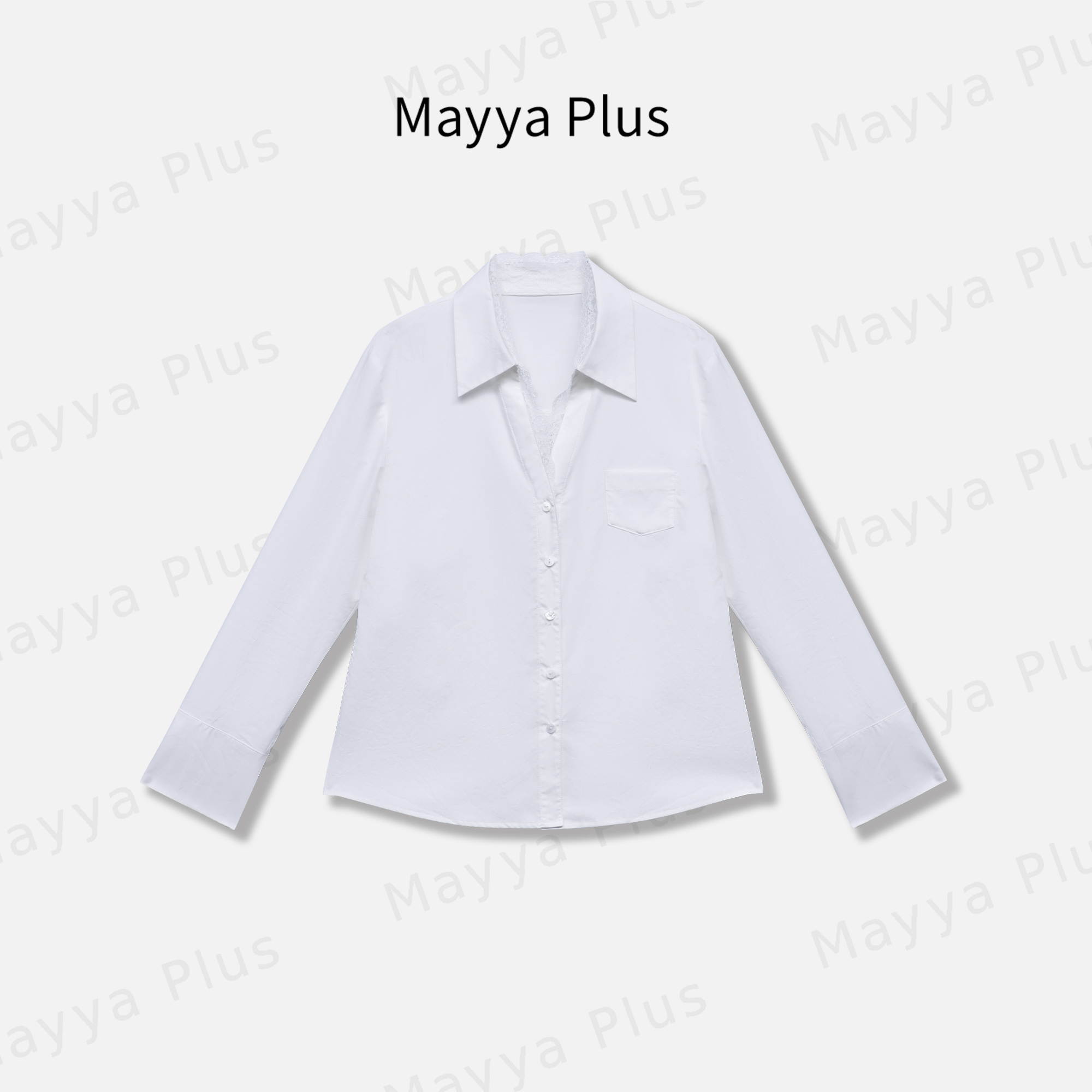 【女神衬衫】Mayya Plus麦芽定制法式V领蕾丝花边衬衫上衣32518029