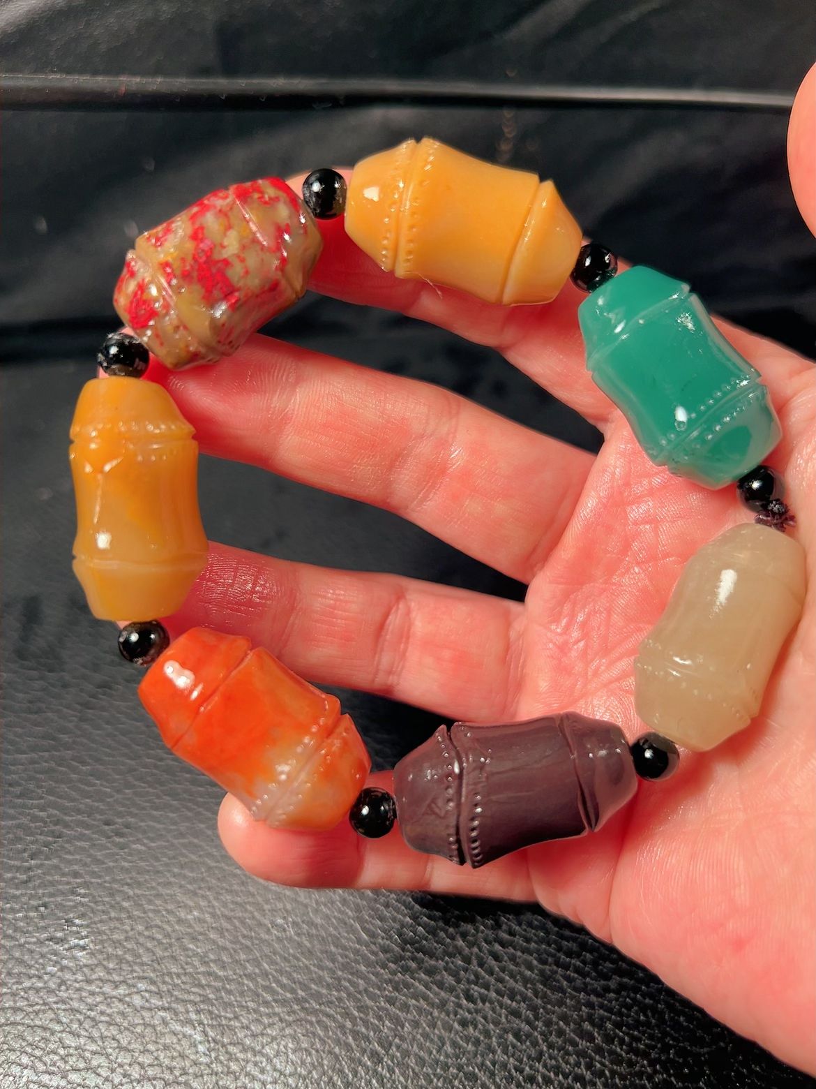 昌化五彩多宝竹节手串，节节高升，品质佳，大款式，赠送礼盒