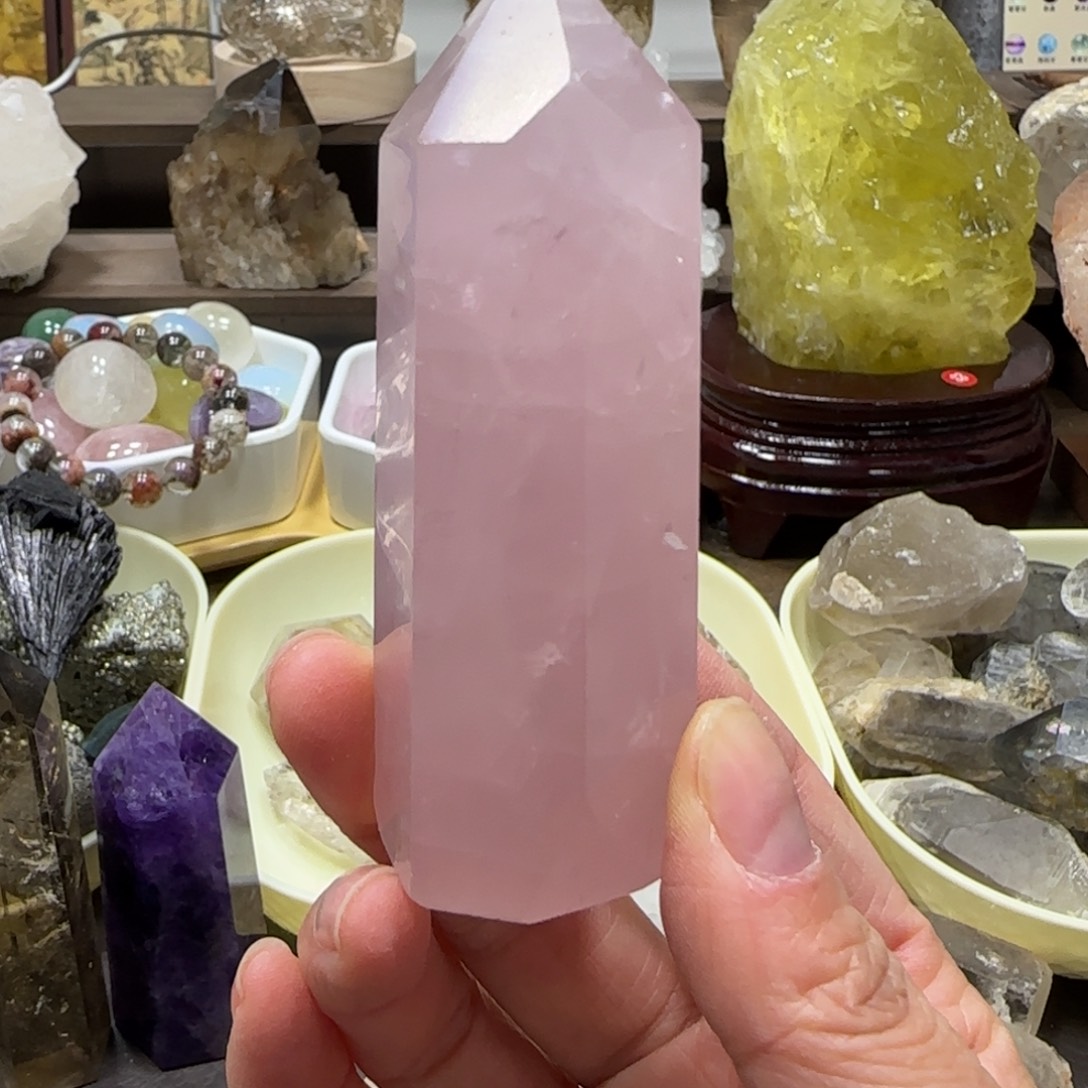 未镶嵌车挂水晶不退换粉晶柱